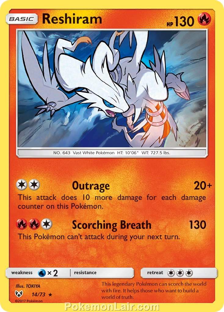 2017 Pokemon Trading Card Game Shining Legends Set – 14 Reshiram