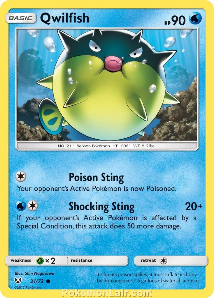 2017 Pokemon Trading Card Game Shining Legends Set – 21 Qwilfish