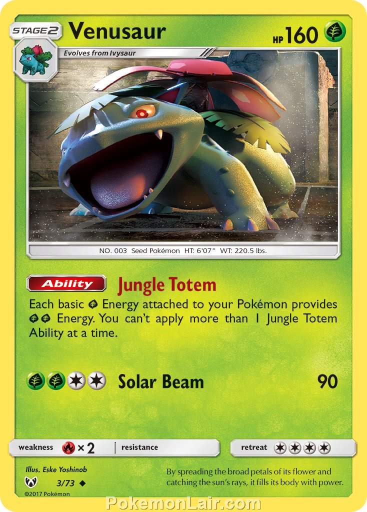 2017 Pokemon Trading Card Game Shining Legends Set – 3 Venusaur