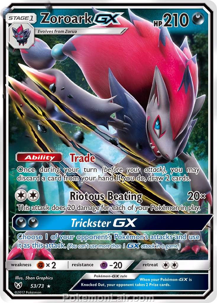 2017 Pokemon Trading Card Game Shining Legends Set – 53 Zoroark GX