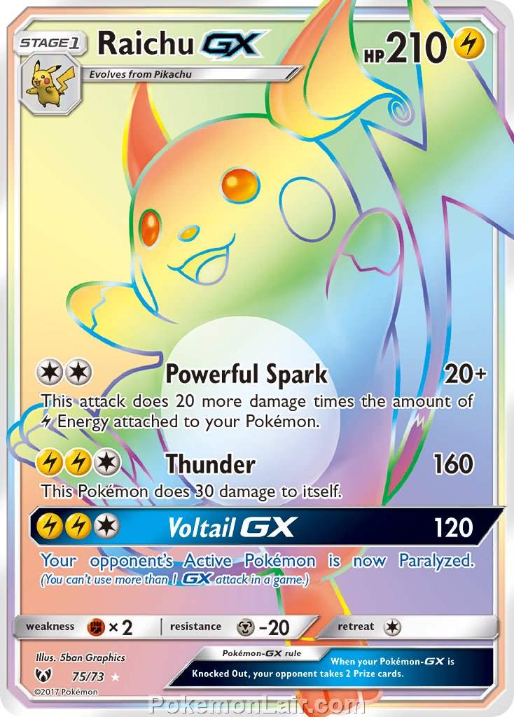 2017 Pokemon Trading Card Game Shining Legends Set – 75 Raichu GX