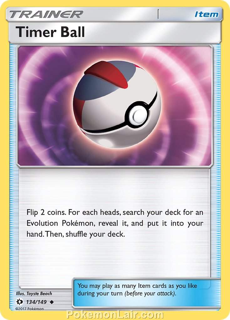 2017 Pokemon Trading Card Game Sun Moon Price List – 134 Timer Ball