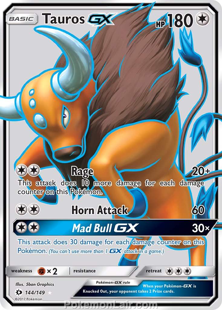 2017 Pokemon Trading Card Game Sun Moon Price List – 144 Tauros GX