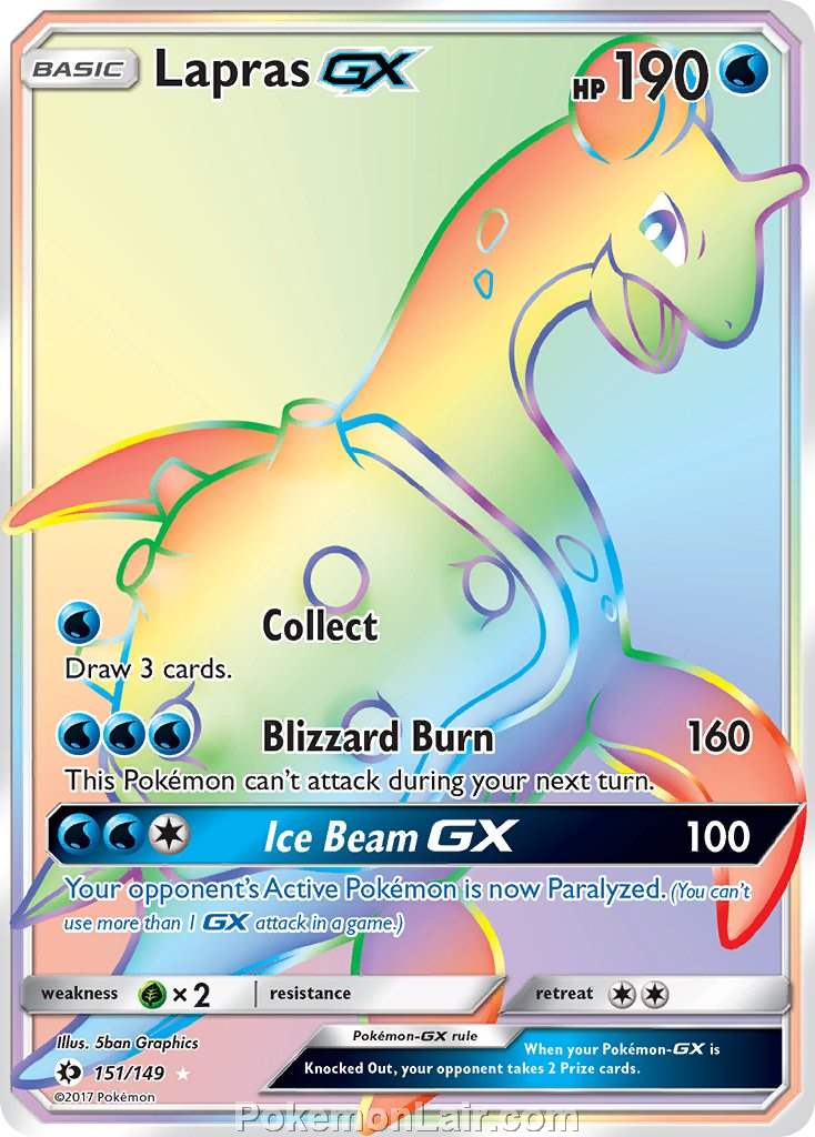 2017 Pokemon Trading Card Game Sun Moon Price List – 151 Lapras GX