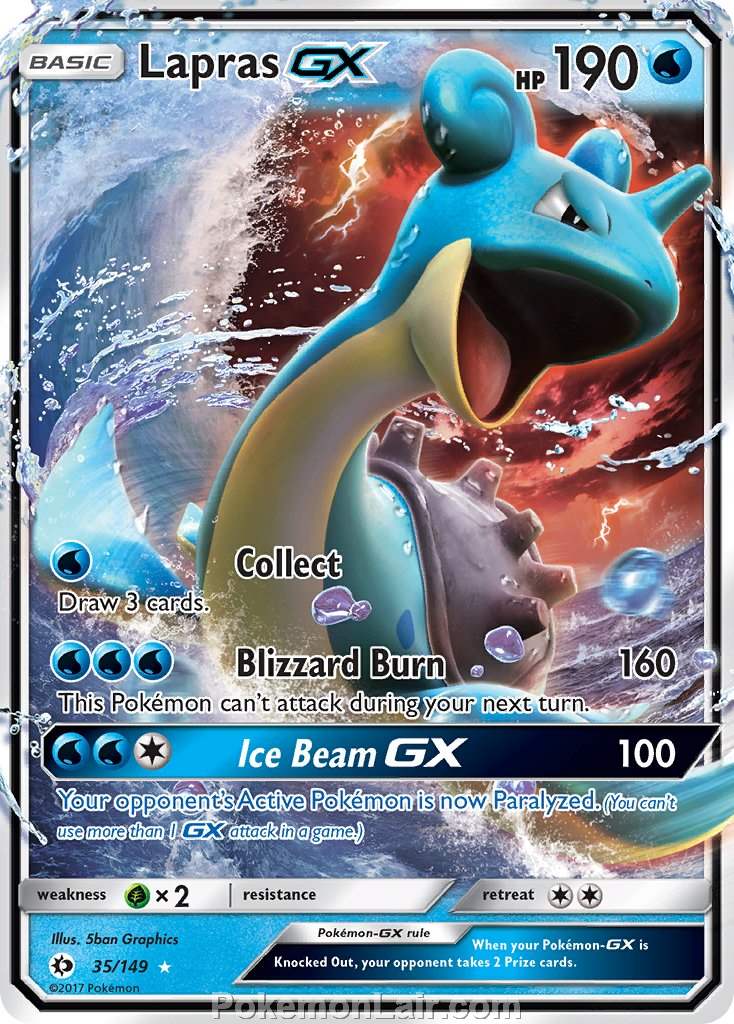 2017 Pokemon Trading Card Game Sun Moon Price List – 35 Lapras GX