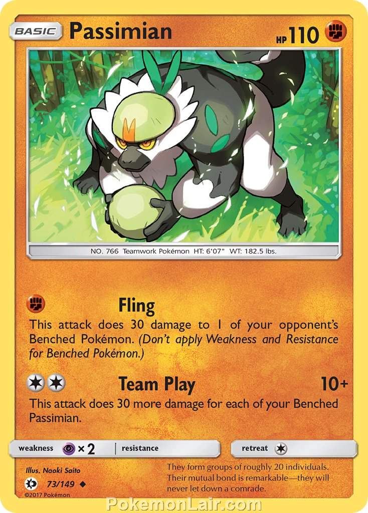 2017 Pokemon Trading Card Game Sun Moon Price List – 73 Passimian