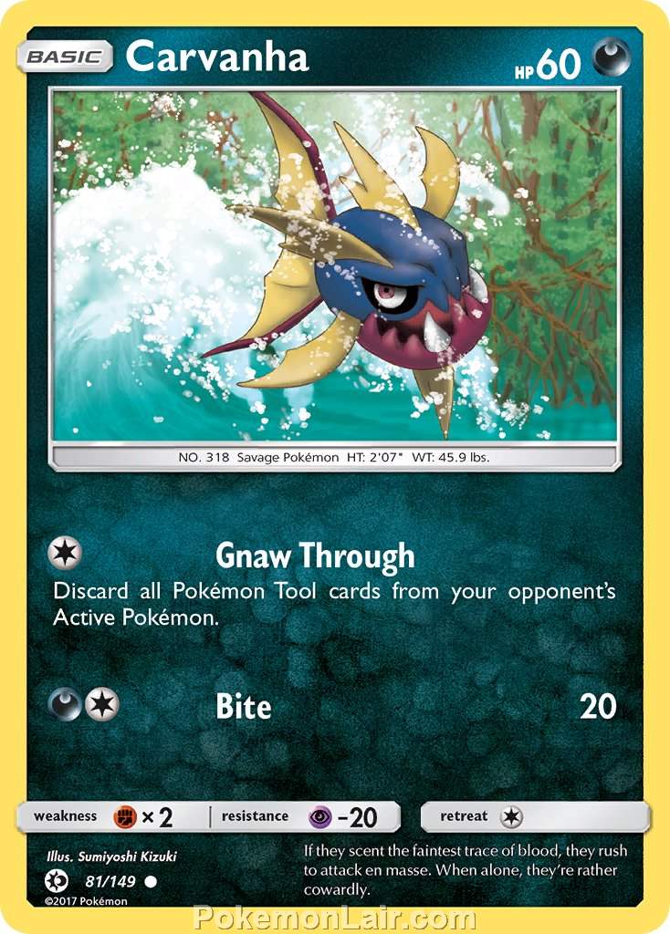 2017 Pokemon Trading Card Game Sun Moon Price List – 81 Carvanha