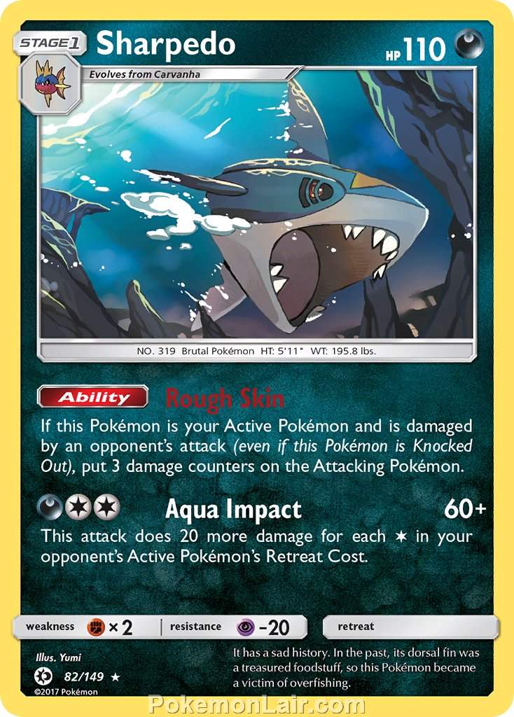 2017 Pokemon Trading Card Game Sun Moon Price List – 82 Sharpedo