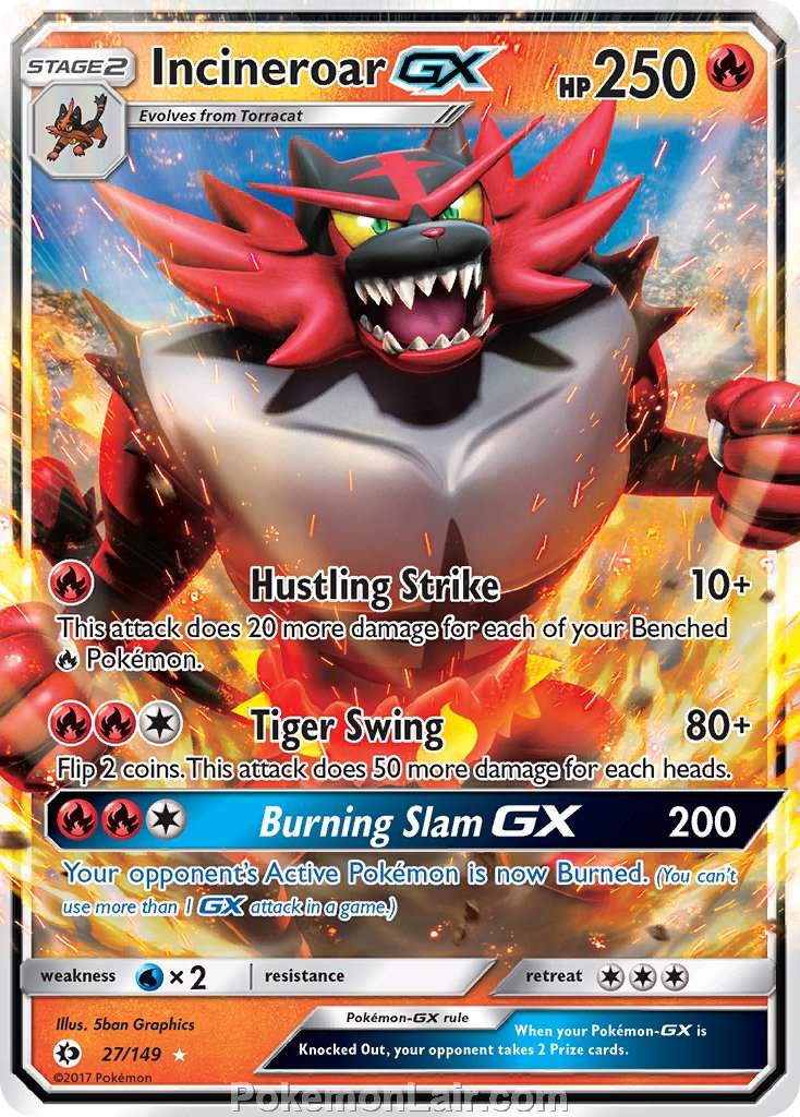 2017 Pokemon Trading Card Game Sun Moon Set – 27 Incineroar GX