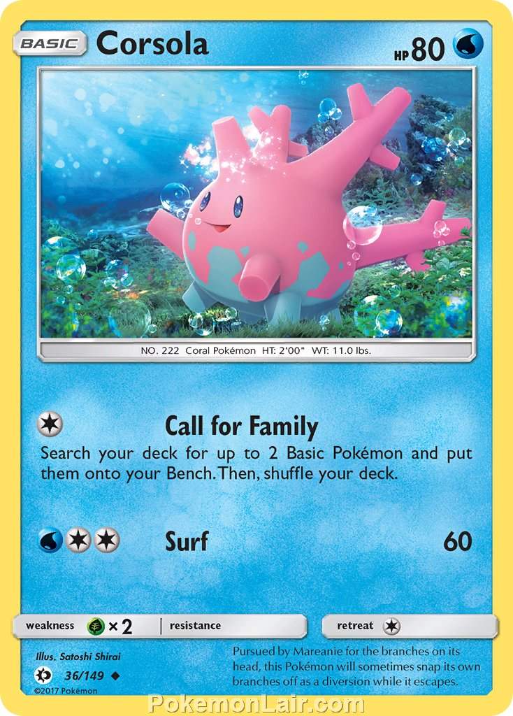 2017 Pokemon Trading Card Game Sun Moon Set – 36 Corsola