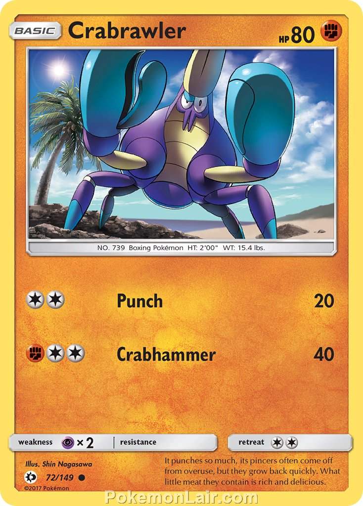 2017 Pokemon Trading Card Game Sun Moon Set – 72 Crabrawler