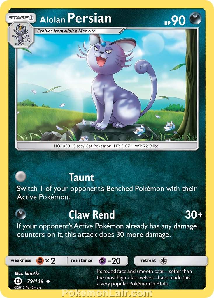 2017 Pokemon Trading Card Game Sun Moon Set – 79 Alolan Persian