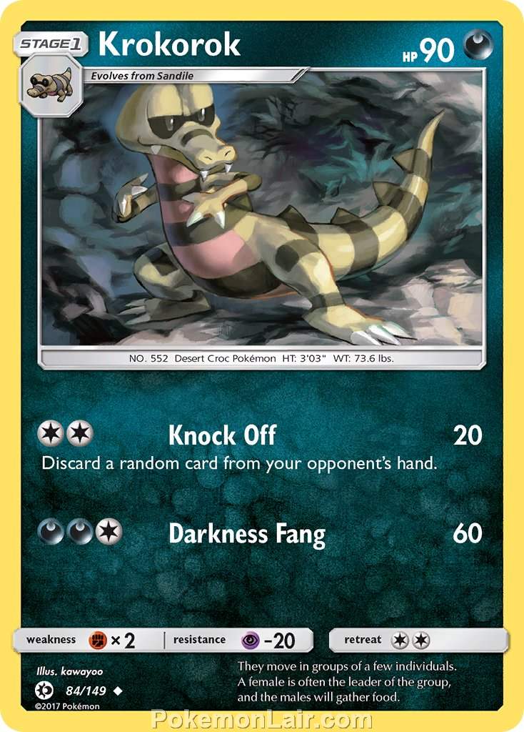 2017 Pokemon Trading Card Game Sun Moon Set – 84 Krokorok