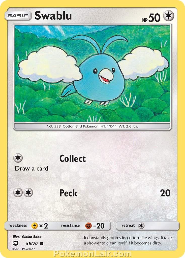 2018 Pokemon Trading Card Game Dragon Majesty Price List – 56 Swablu