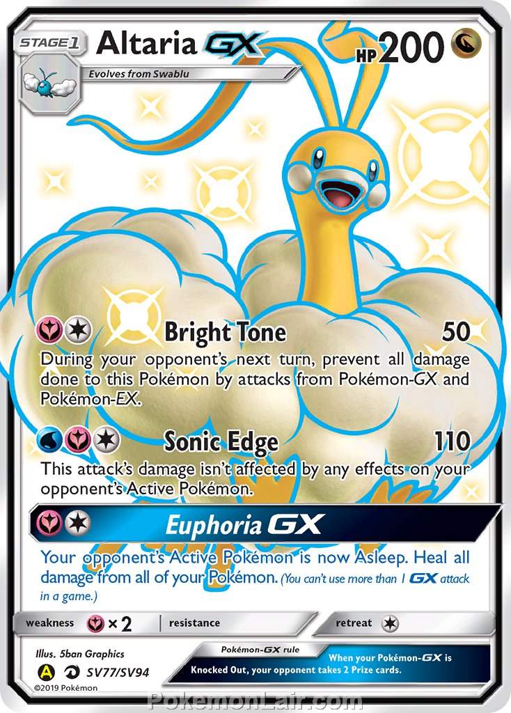 2018 Pokemon Trading Card Game Dragon Majesty Price List – SV77 Altaria GX