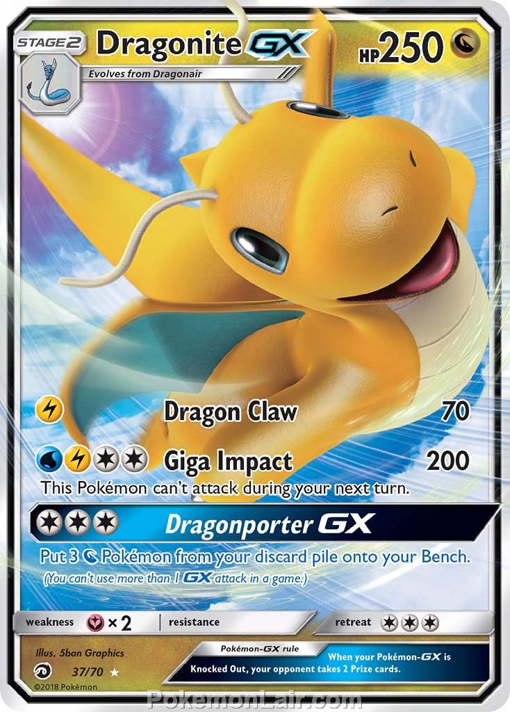 2018 Pokemon Trading Card Game Dragon Majesty Set – 37 Dragonite GX