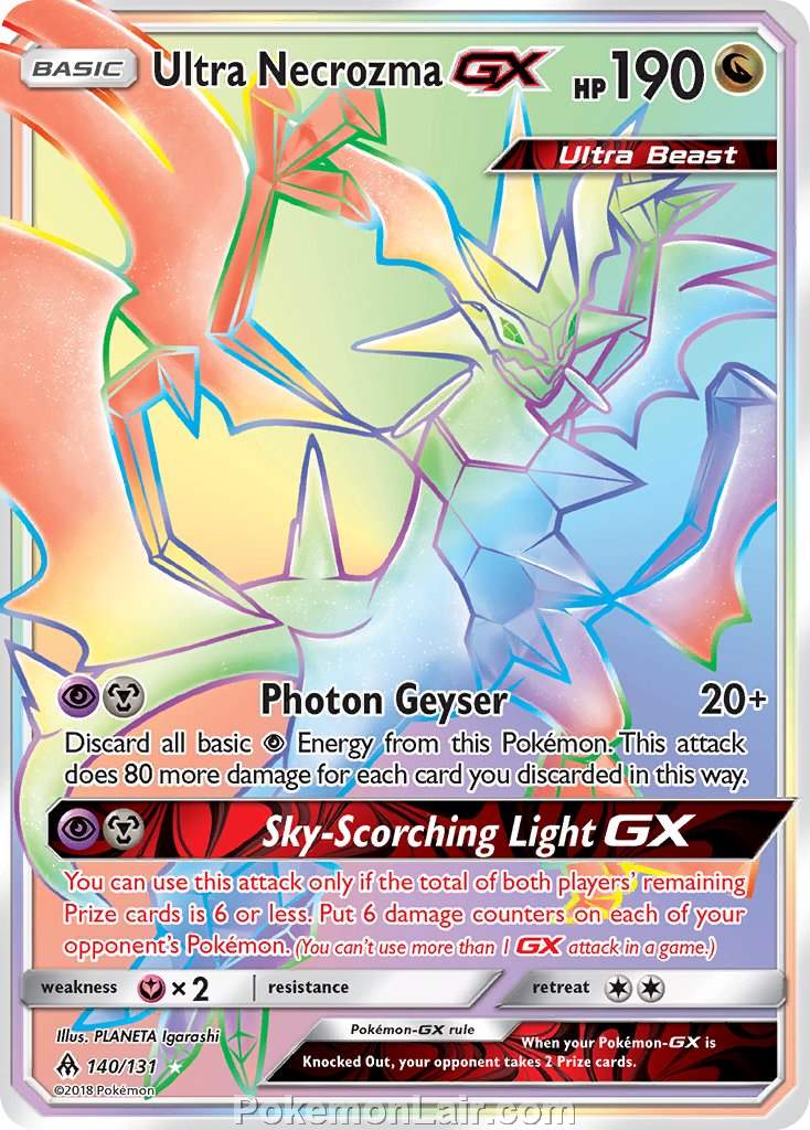 2018 Pokemon Trading Card Game Forbidden Light Price List – 140 Ultra Necrozma GX