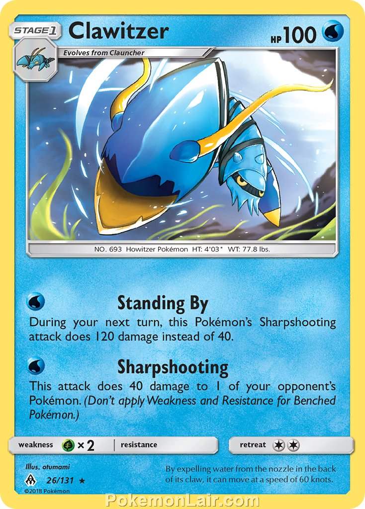 2018 Pokemon Trading Card Game Forbidden Light Price List – 26 Clawitzer