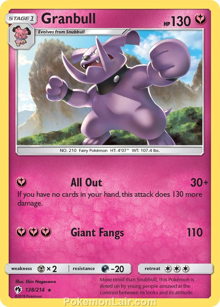 2018 Pokemon Trading Card Game Lost Thunder Price List – 138 Granbull