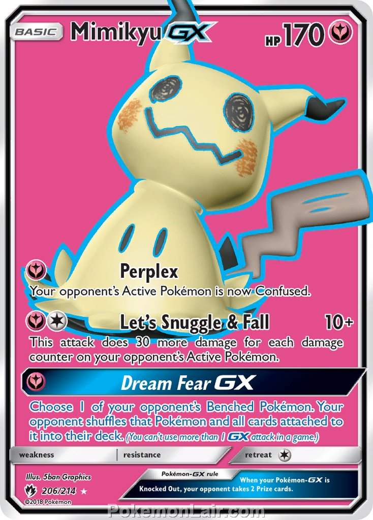 2018 Pokemon Trading Card Game Lost Thunder Price List – 206 Mimikyu GX