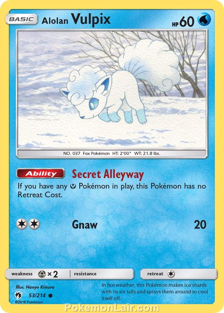 2018 Pokemon Trading Card Game Lost Thunder Price List – 53 Alolan Vulpix