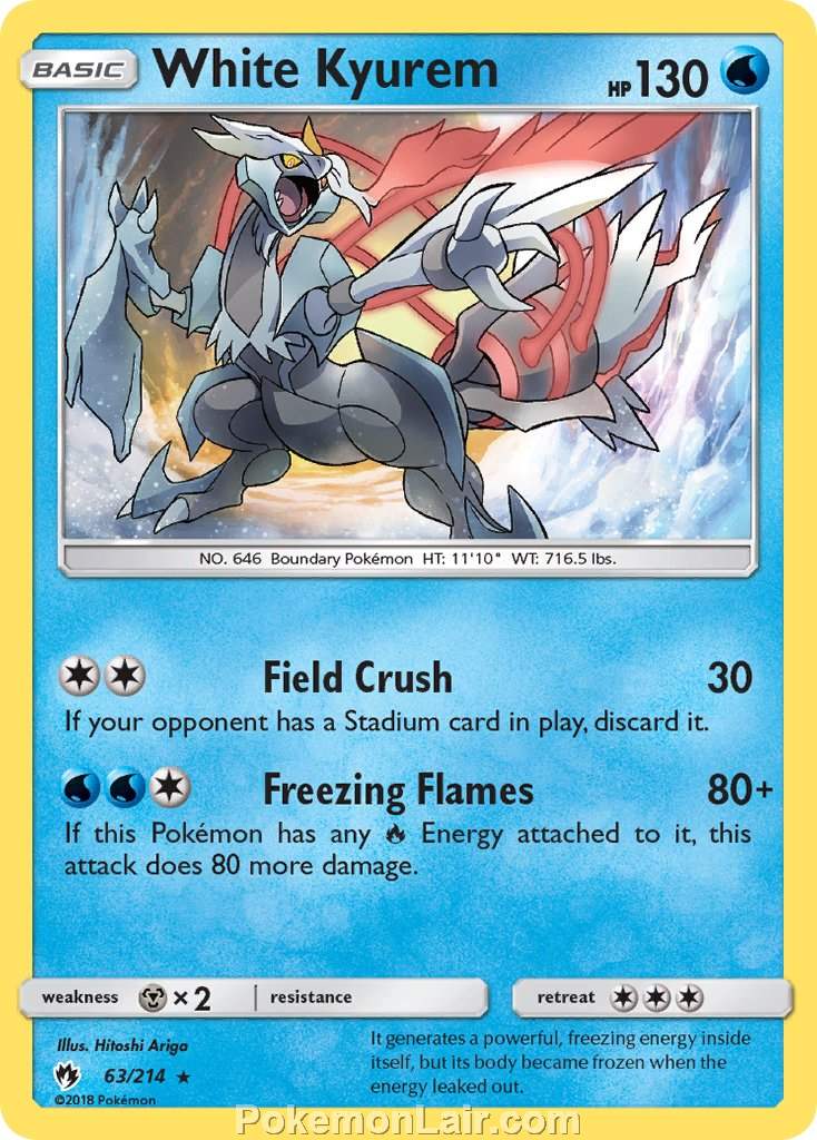 2018 Pokemon Trading Card Game Lost Thunder Price List – 63 White Kyurem