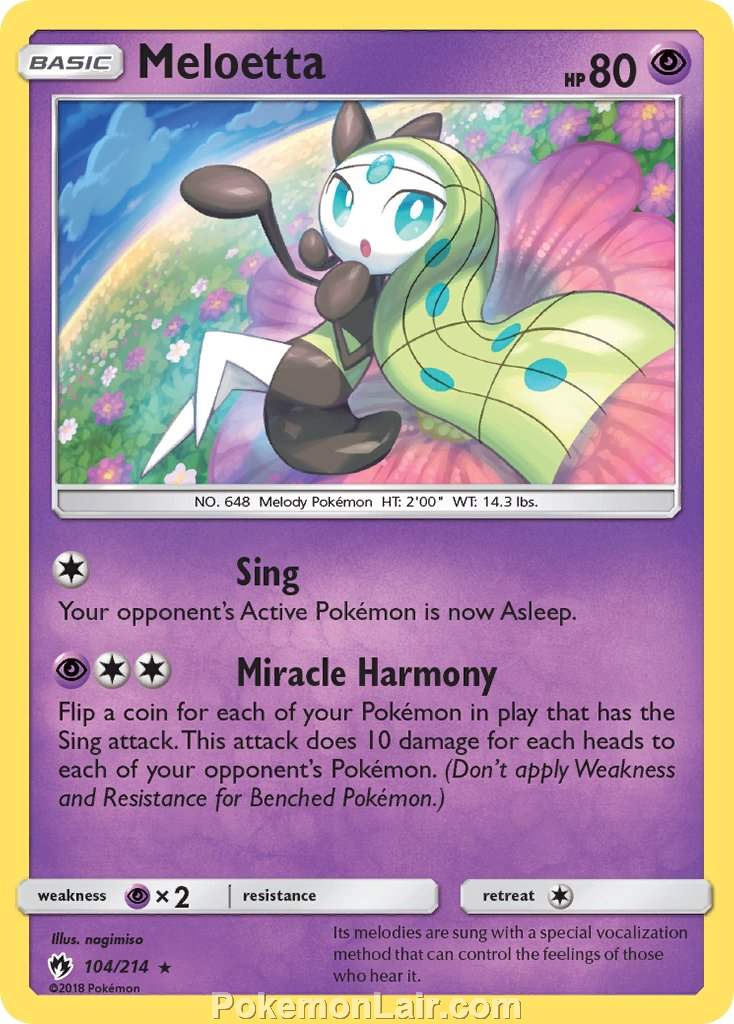 2018 Pokemon Trading Card Game Lost Thunder Set – 104 Meloetta