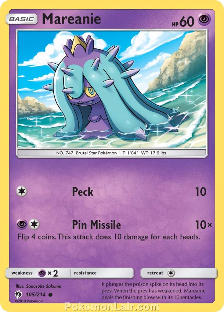 2018 Pokemon Trading Card Game Lost Thunder Set – 105 Mareanie