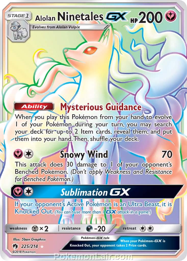 2018 Pokemon Trading Card Game Lost Thunder Set – 225 Alolan Ninetales GX