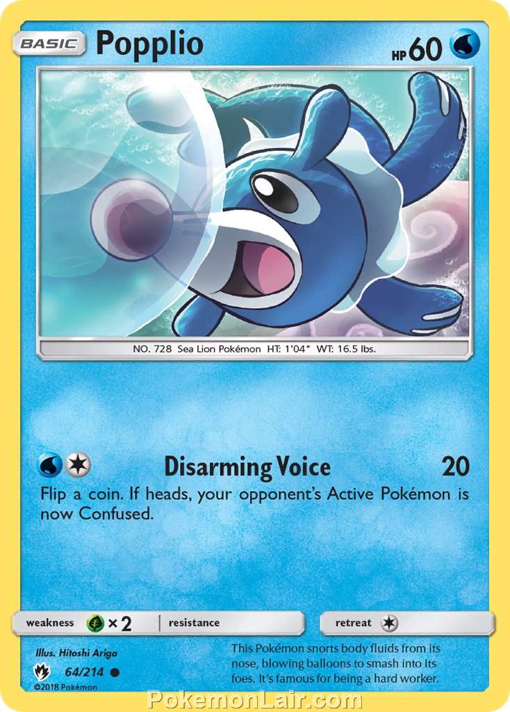 2018 Pokemon Trading Card Game Lost Thunder Set – 64 Popplio