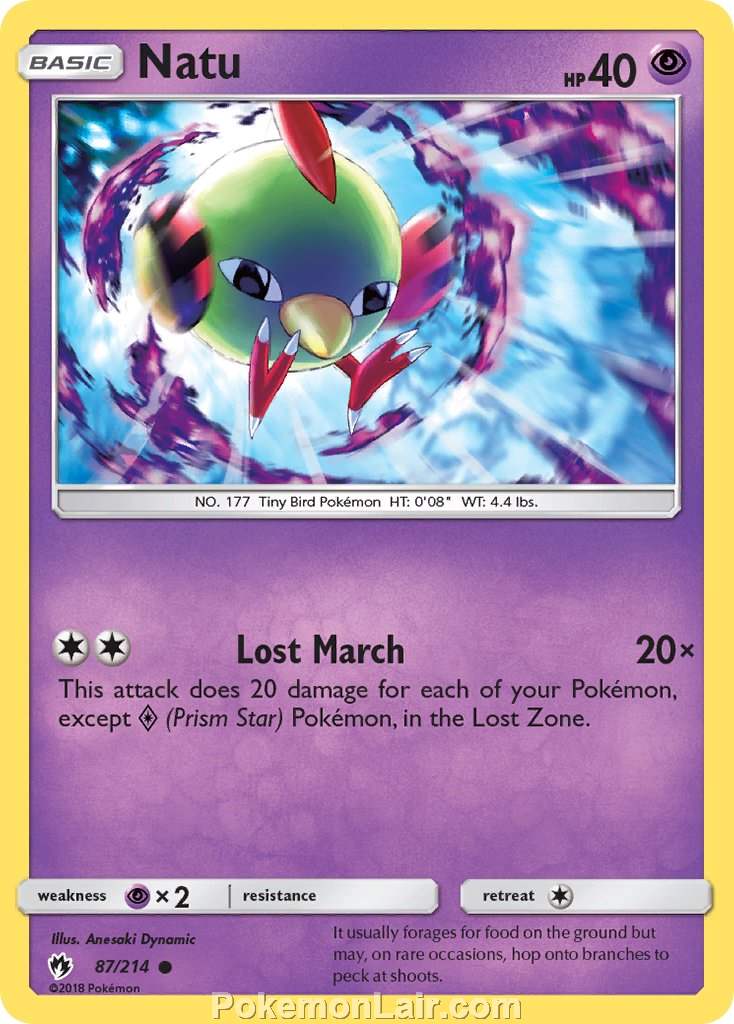 2018 Pokemon Trading Card Game Lost Thunder Set – 87 Natu