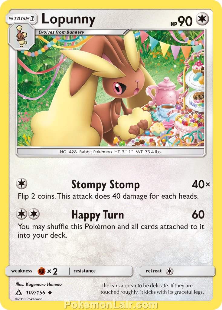 2018 Pokemon Trading Card Game Ultra Prism Price List – 107 Lopunny