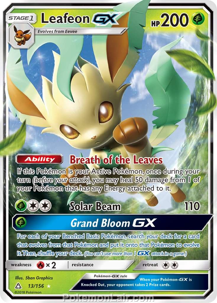 2018 Pokemon Trading Card Game Ultra Prism Set – 13 Leafeon GX