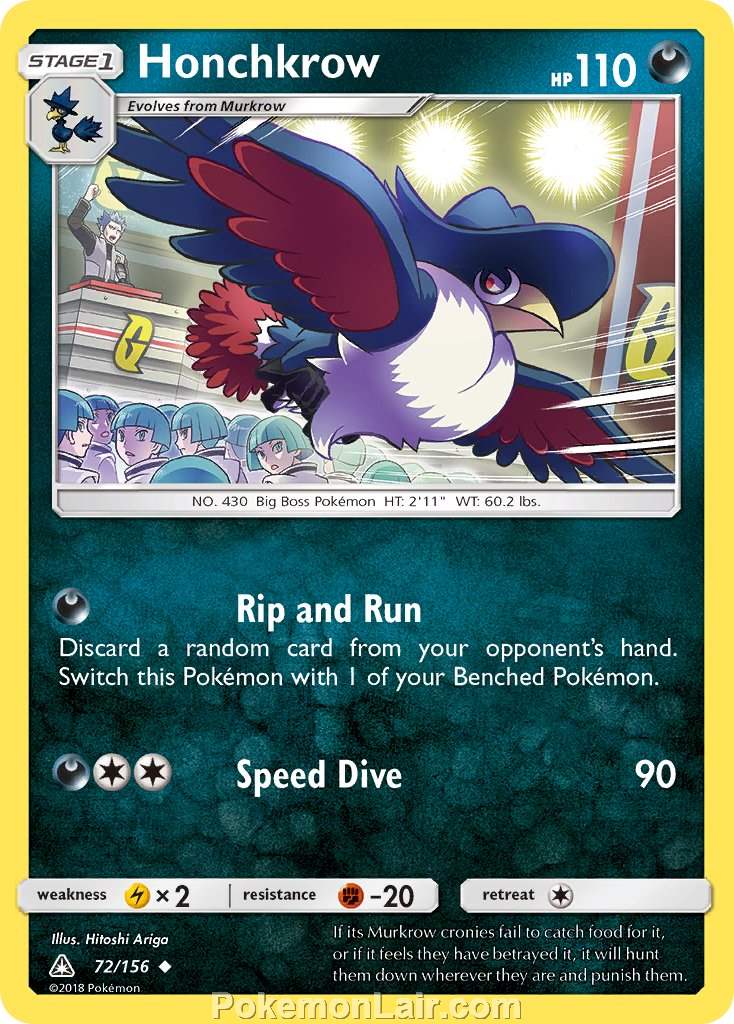 2018 Pokemon Trading Card Game Ultra Prism Set – 72 Honchkrow