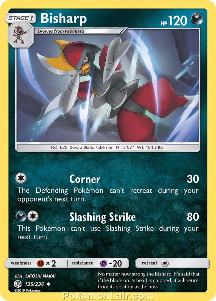 2019 Pokemon Trading Card Game Cosmic Eclipse Price List – 135 Bisharp