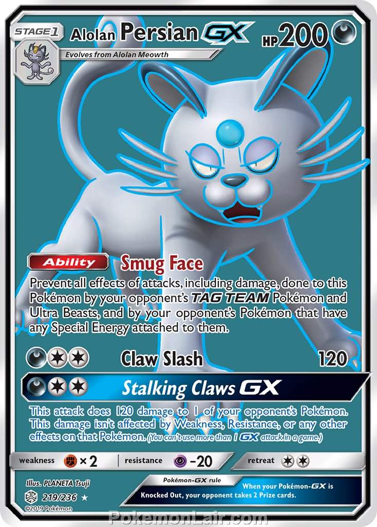 2019 Pokemon Trading Card Game Cosmic Eclipse Price List – 219 Alolan Persian GX