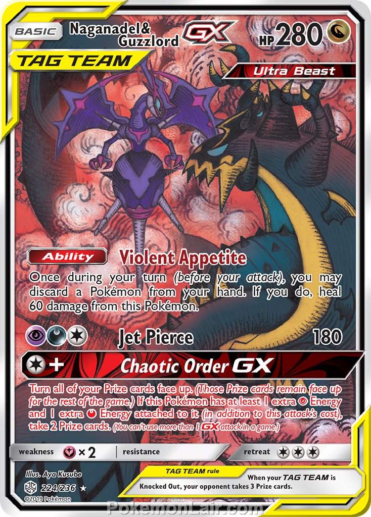 2019 Pokemon Trading Card Game Cosmic Eclipse Price List – 224 Naganadel Guzzlord GX