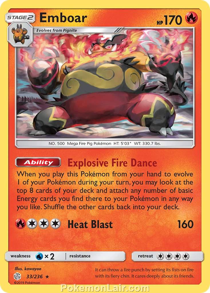 2019 Pokemon Trading Card Game Cosmic Eclipse Price List – 33 Emboar