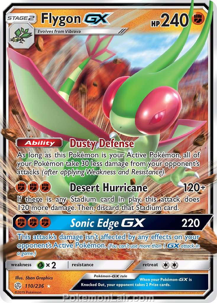 2019 Pokemon Trading Card Game Cosmic Eclipse Set – 110 Flygon GX