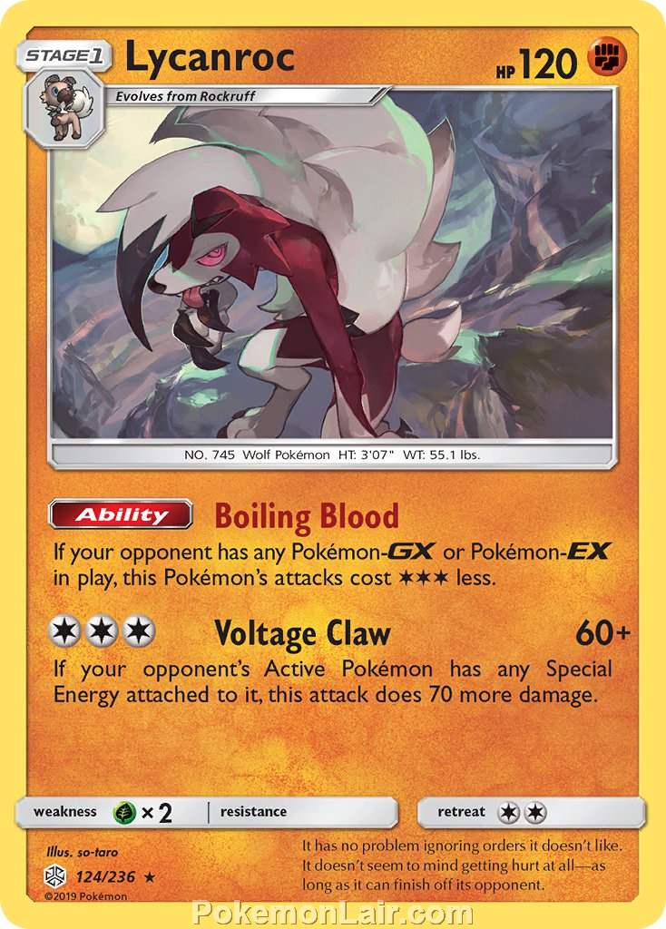 2019 Pokemon Trading Card Game Cosmic Eclipse Set – 124 Lycanroc