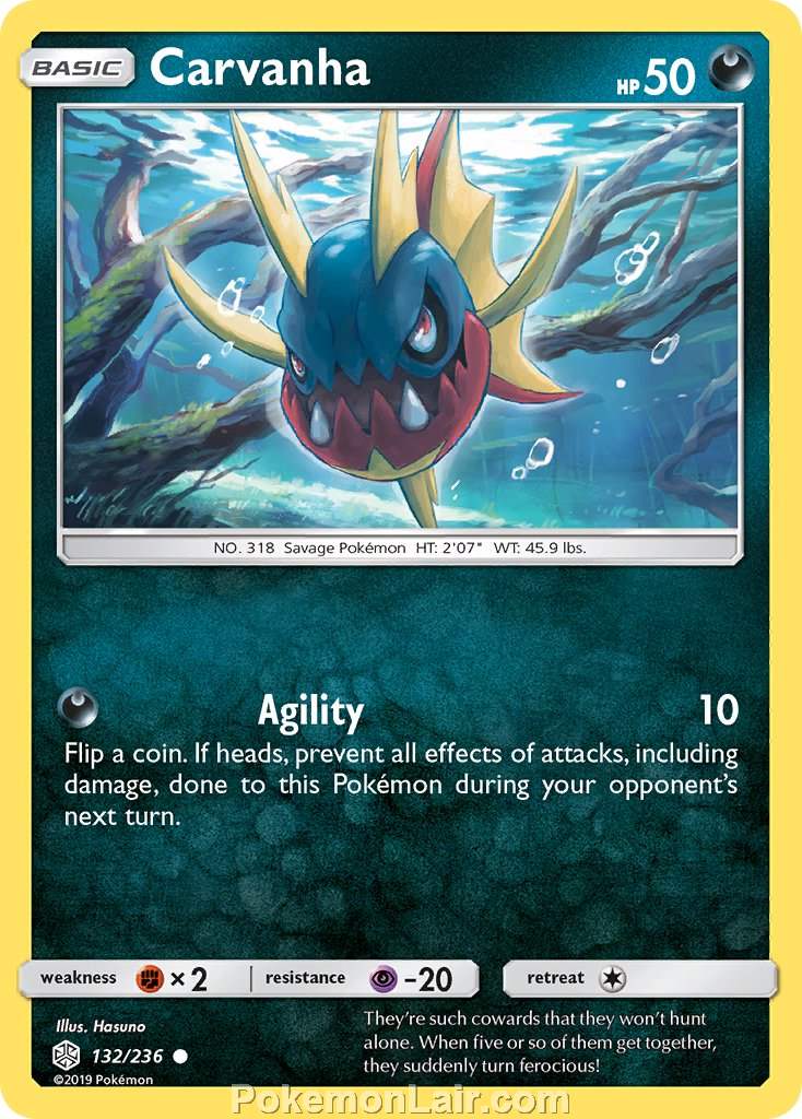 2019 Pokemon Trading Card Game Cosmic Eclipse Set – 132 Carvanha