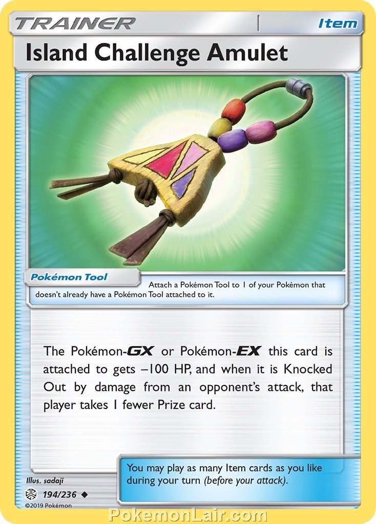 2019 Pokemon Trading Card Game Cosmic Eclipse Set – 194 Island Challenge Amulet