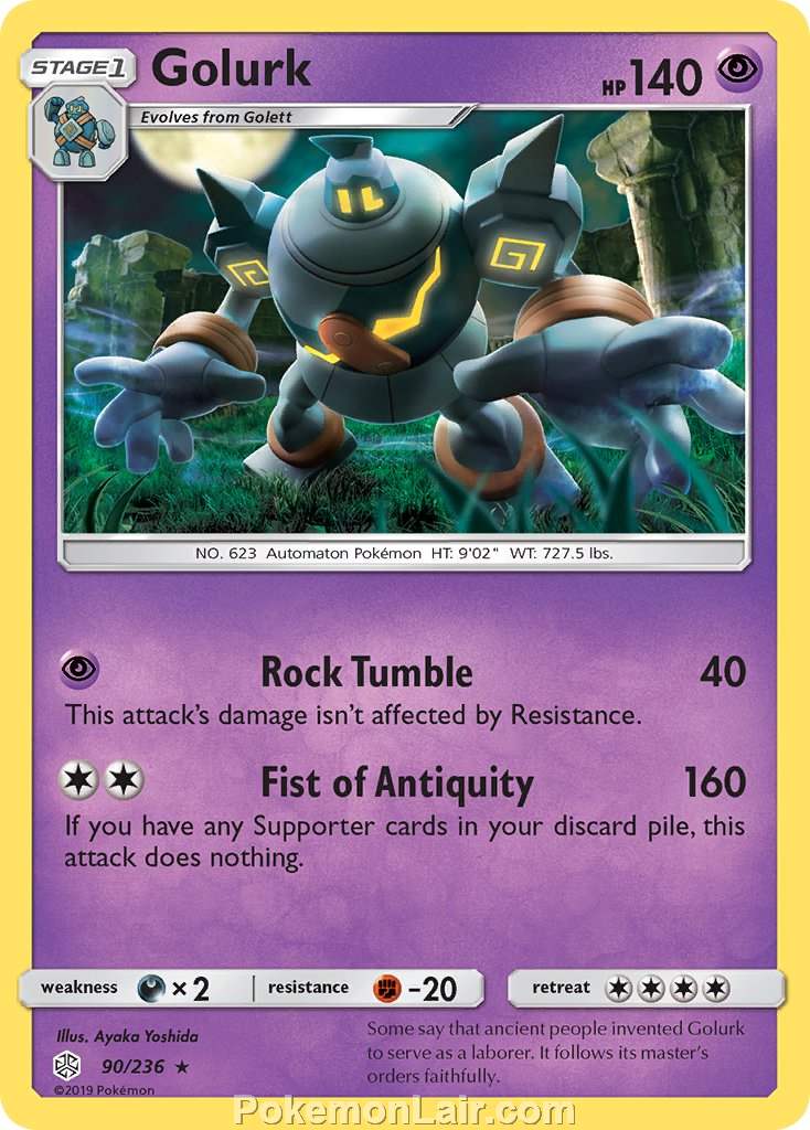 2019 Pokemon Trading Card Game Cosmic Eclipse Set – 90 Golurk