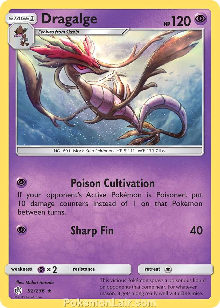 2019 Pokemon Trading Card Game Cosmic Eclipse Set – 92 Dragalge