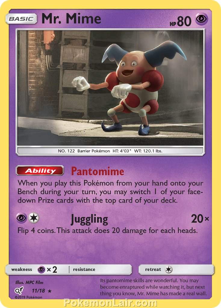 2019 Pokemon Trading Card Game Detective Pikachu Set – 11 Mr. Mime