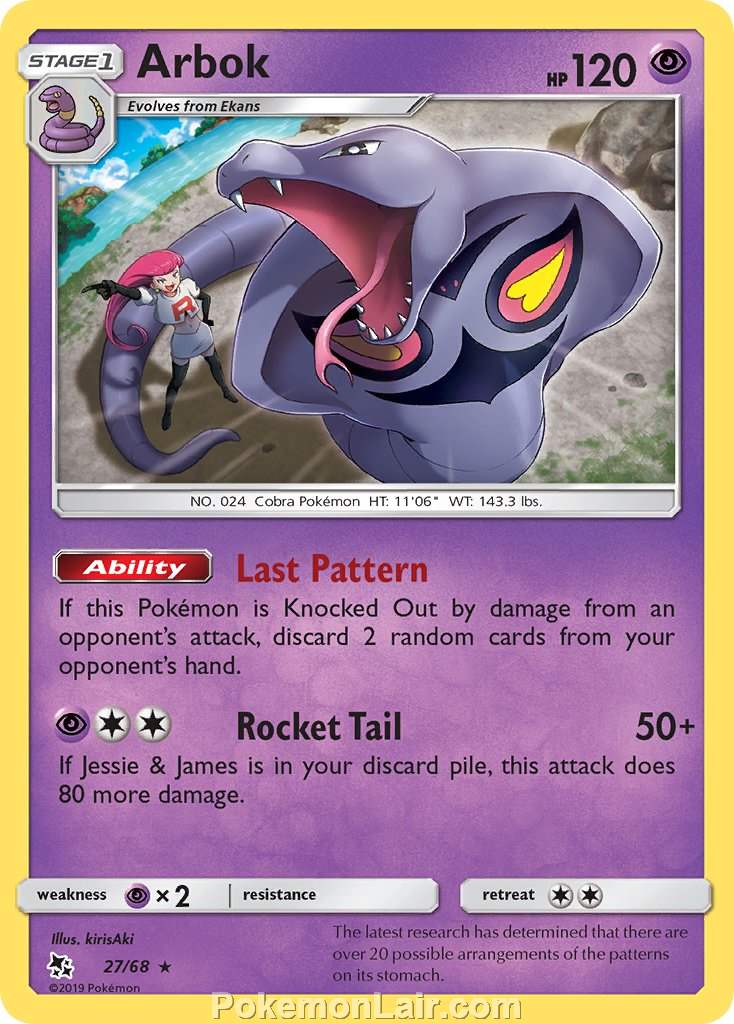 2019 Pokemon Trading Card Game Hidden Fates Price List – 27 Arbok