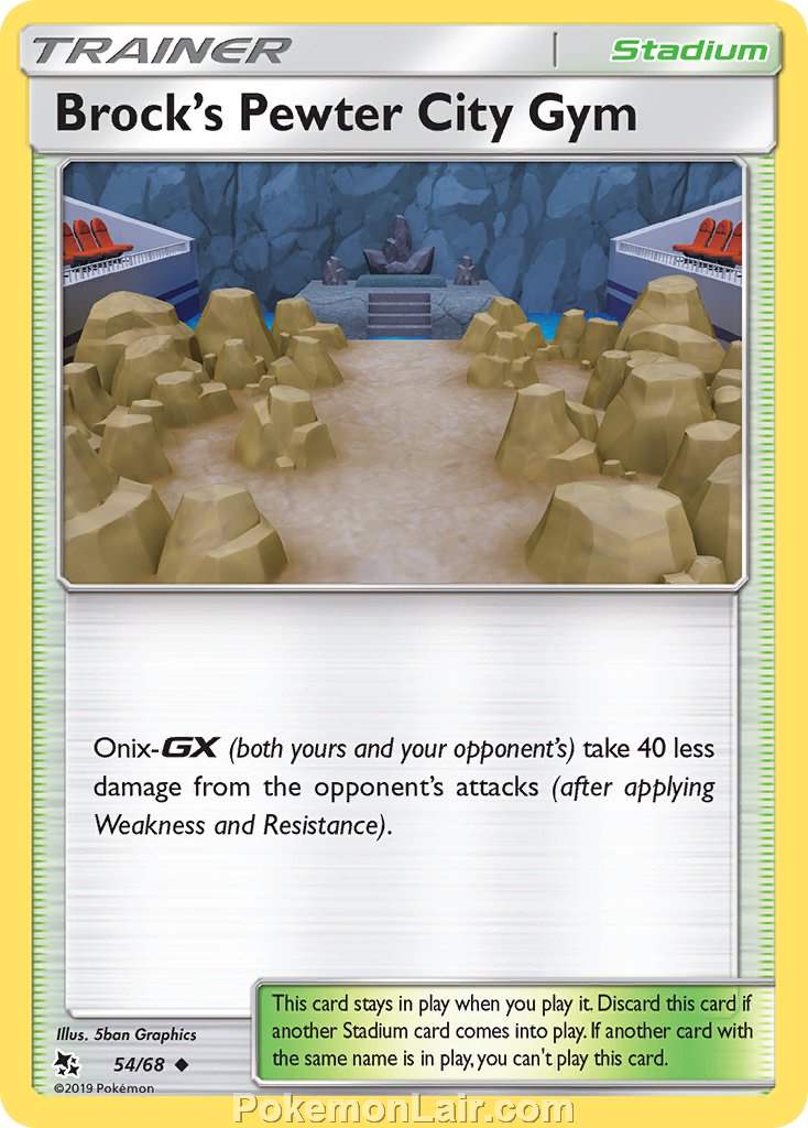 2019 Pokemon Trading Card Game Hidden Fates Price List – 54 Brocks Pewter City Gym