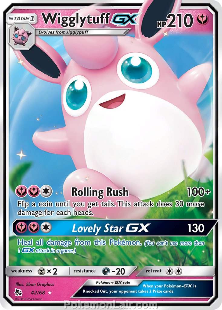 2019 Pokemon Trading Card Game Hidden Fates Set – 42 Wigglytuff GX