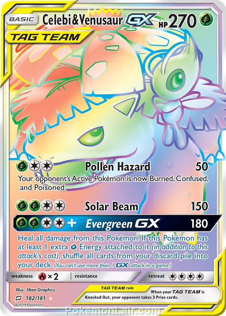 2019 Pokemon Trading Card Game Team Up Price List – 182 Celebi Venusaur GX