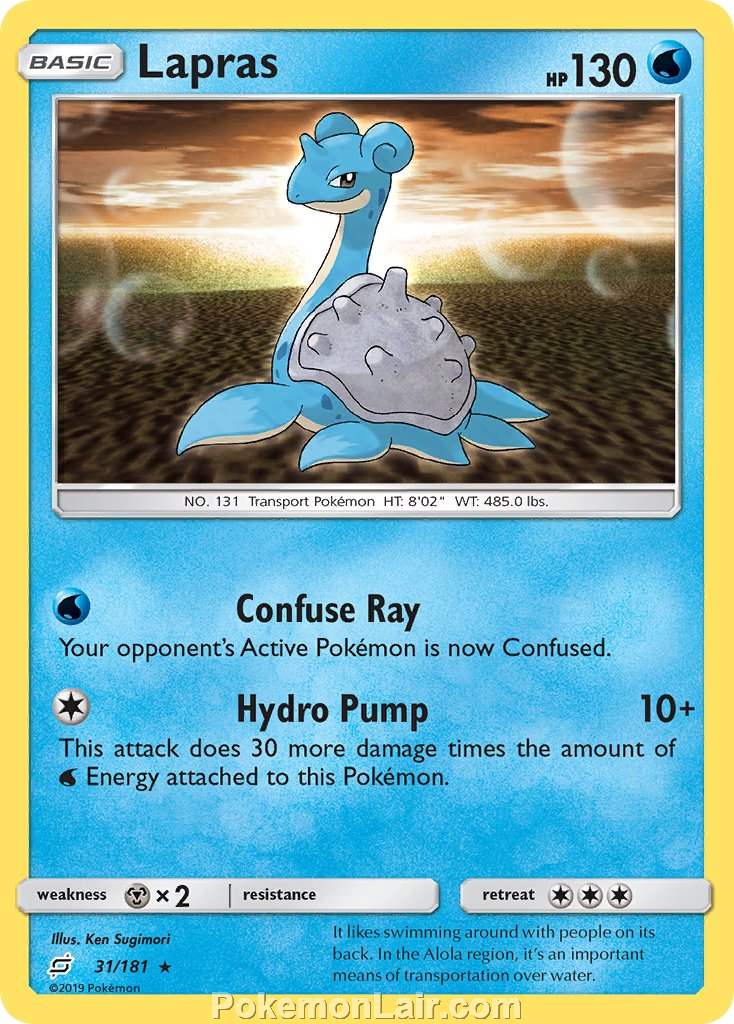 2019 Pokemon Trading Card Game Team Up Price List – 31 Lapras